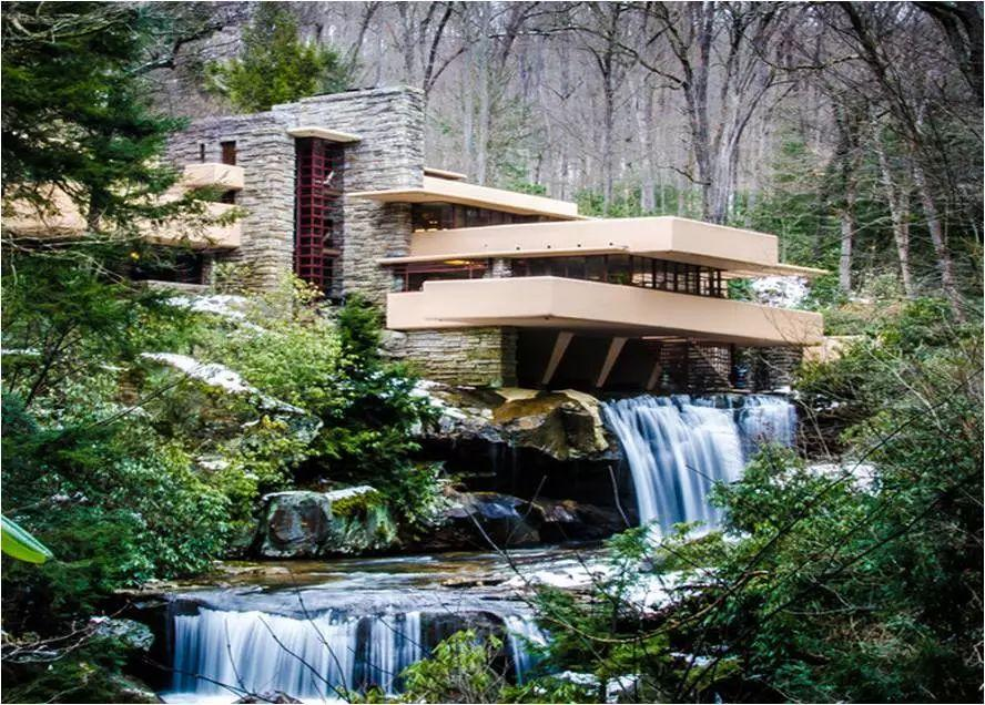 流水别墅美国现代主义建筑的杰作,现代化的建筑形态与
