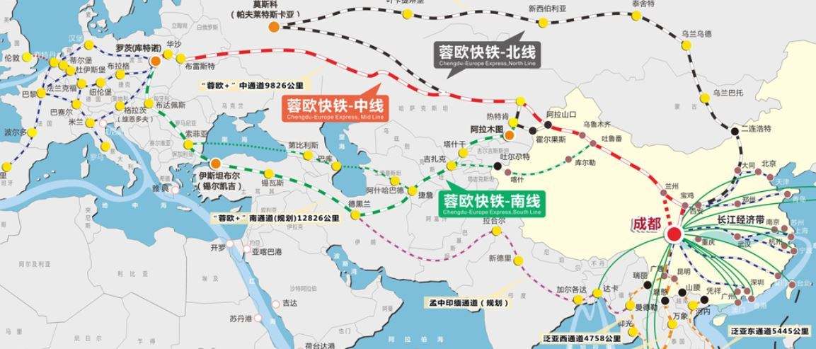 蓉欧国际快速铁路货运直达班列是跨国货运轨道,由于中国和欧洲铁路